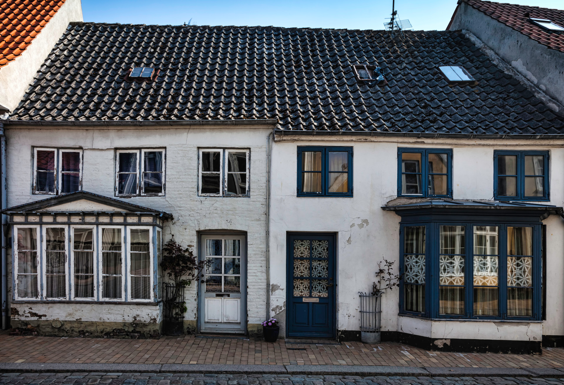 Old fringed door in the medieval city of Tonder, Denmark