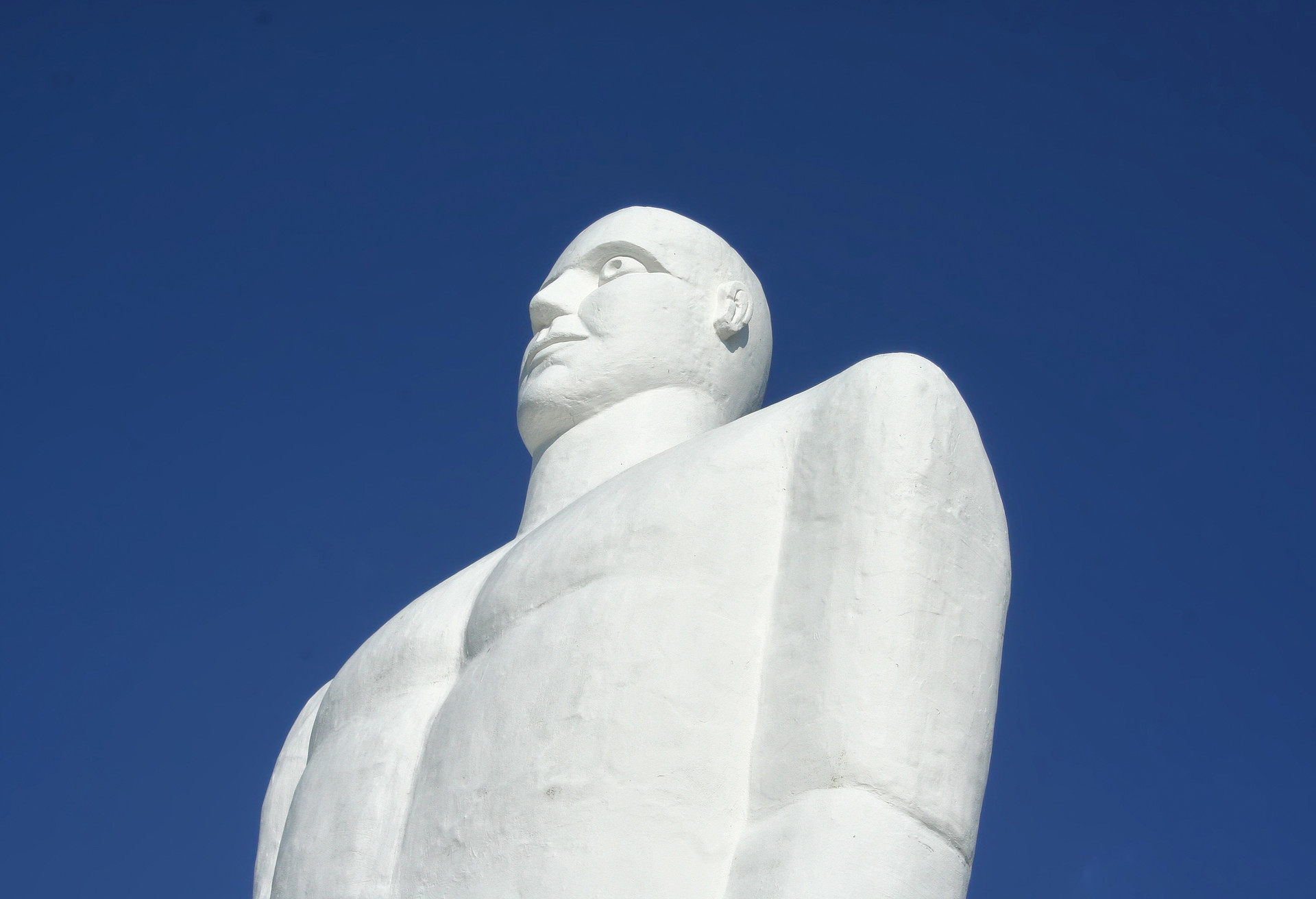 Close up of one of the giant statues which have been erected on beach at Esbjerg, Denmark.