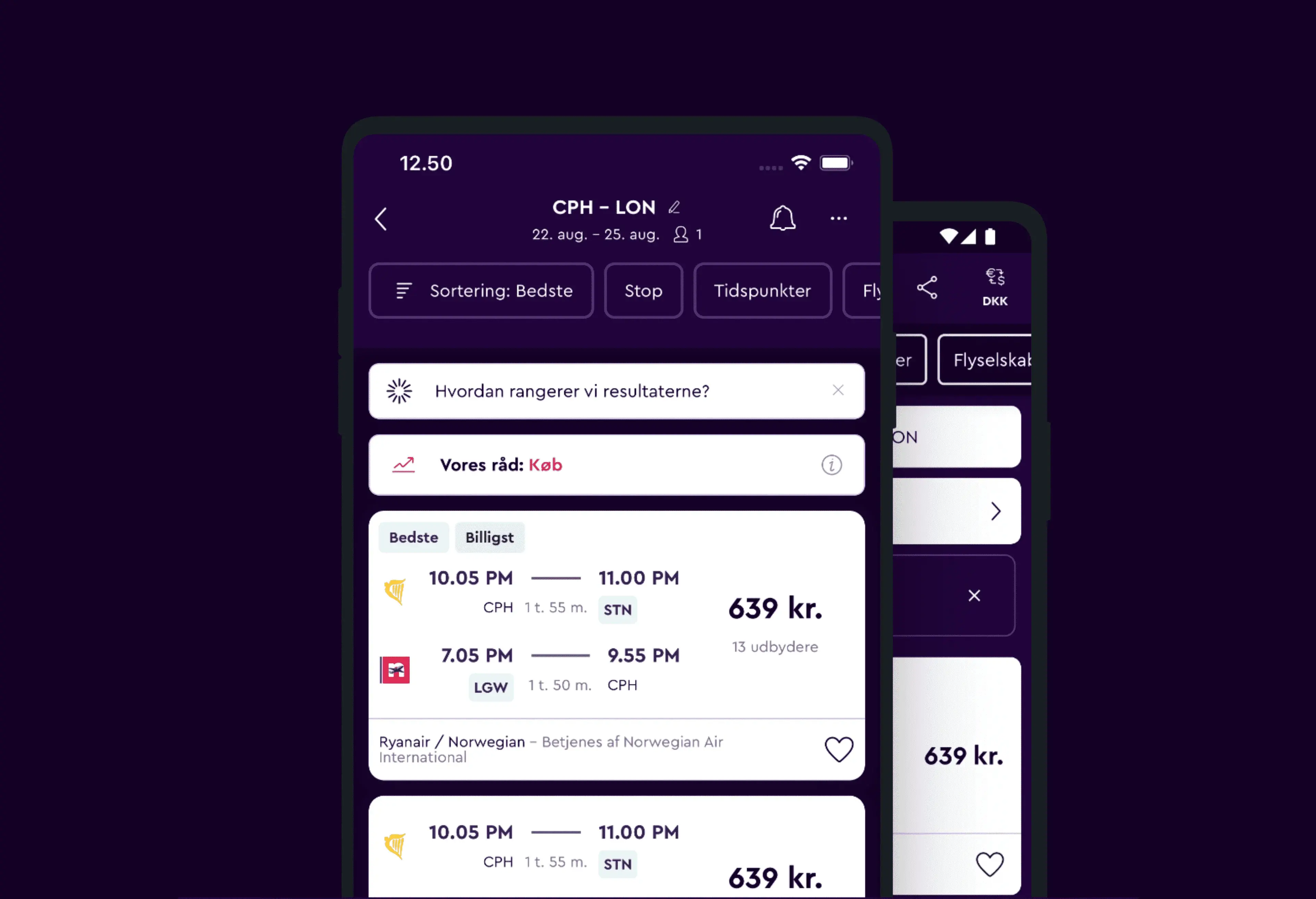 View of momondo app on iphone screen