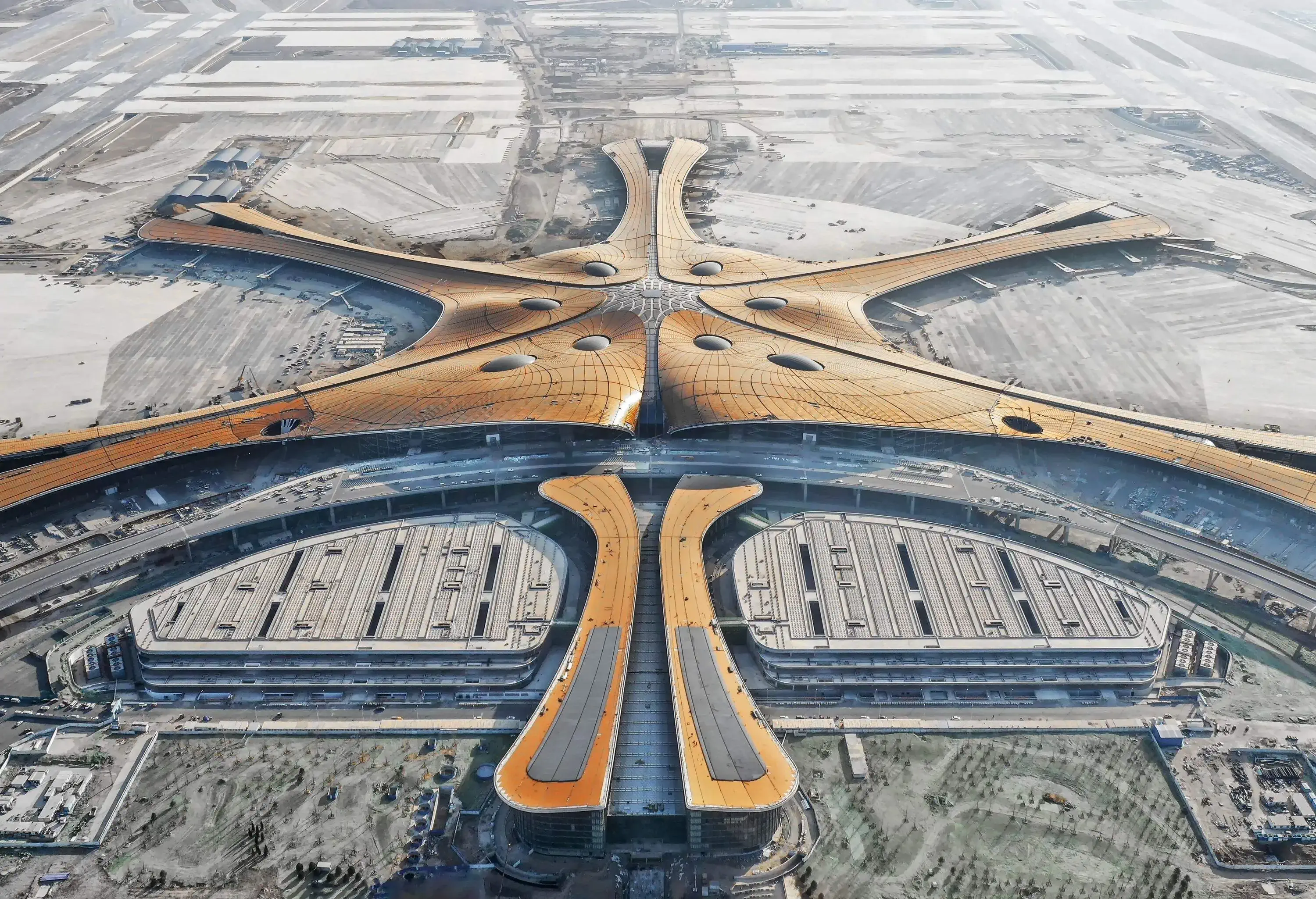 Aerial view of Beijing Daxing New International Airport At Dus