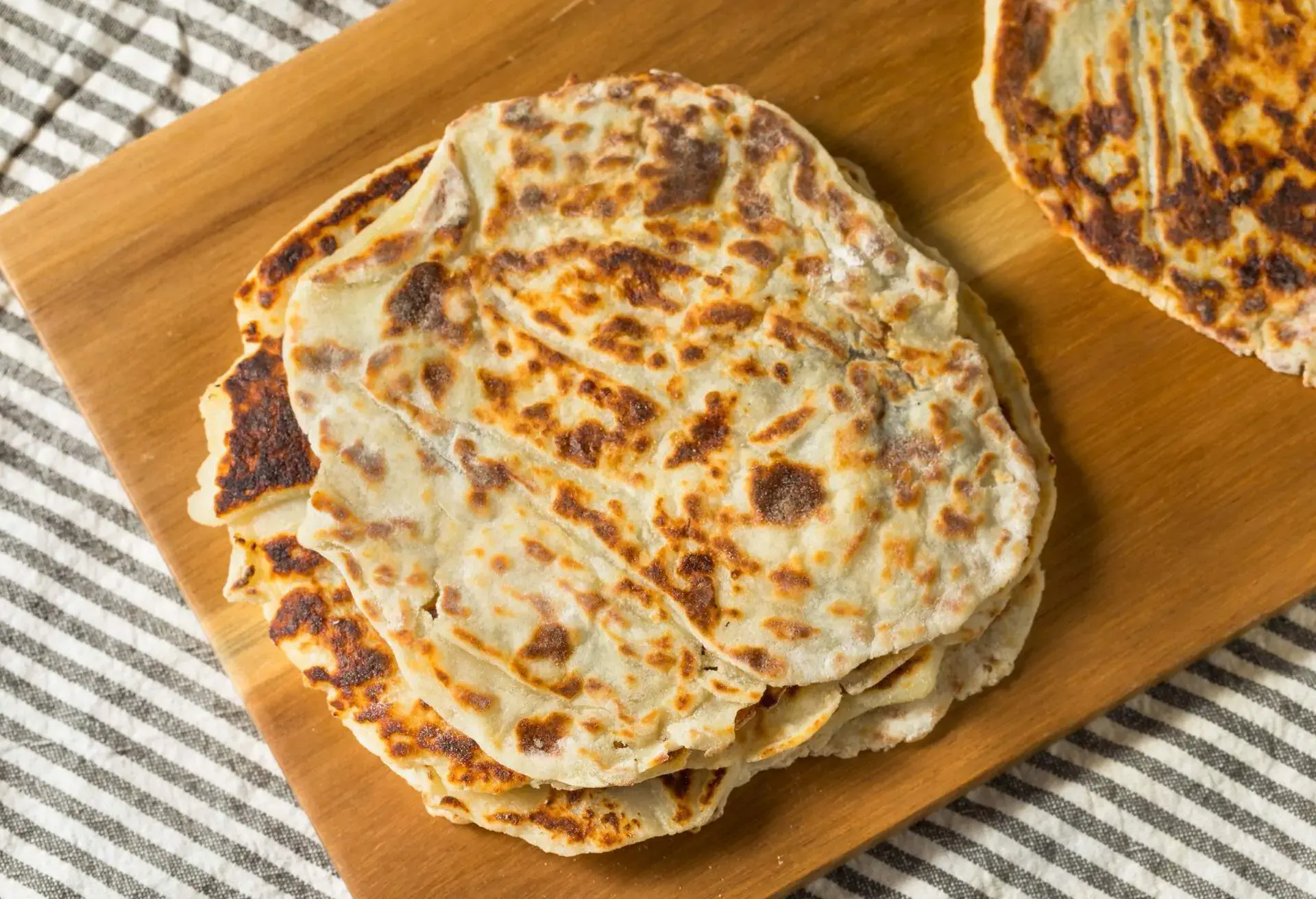 Homemade Norwegian Potato Lefse Flatbread with Sugar and Butter 