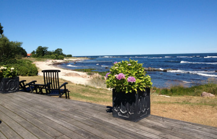 Udsigt til stranden fra Melsted Badehotel