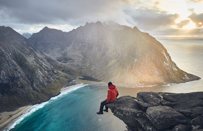 Utsikten fra endepunktet til Kvalvika i Lofoten