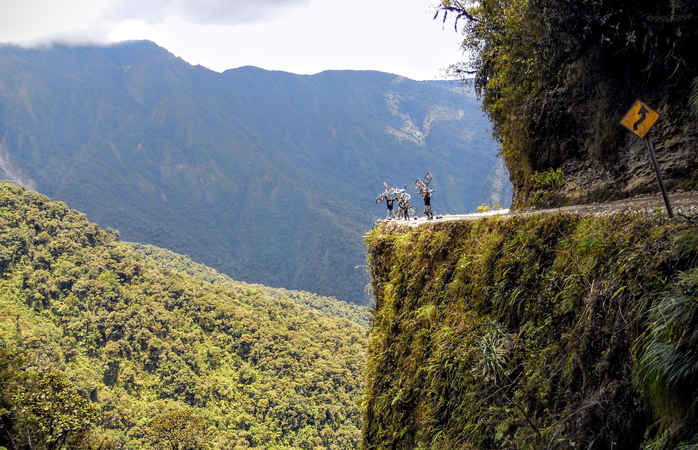 Cliff drop off on Death Road in Bolivia; Shutterstock ID 492016789