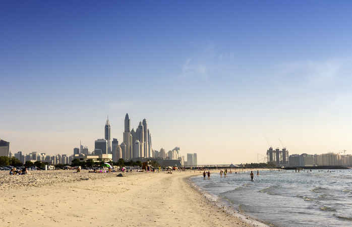 Jumeira Beach is a white sand beach that is located in Dubai , UAE