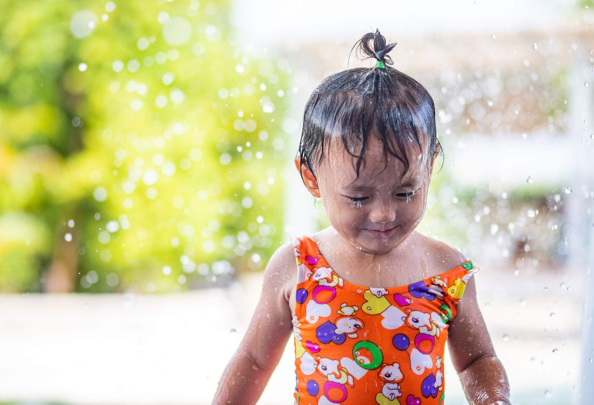 girl in water park