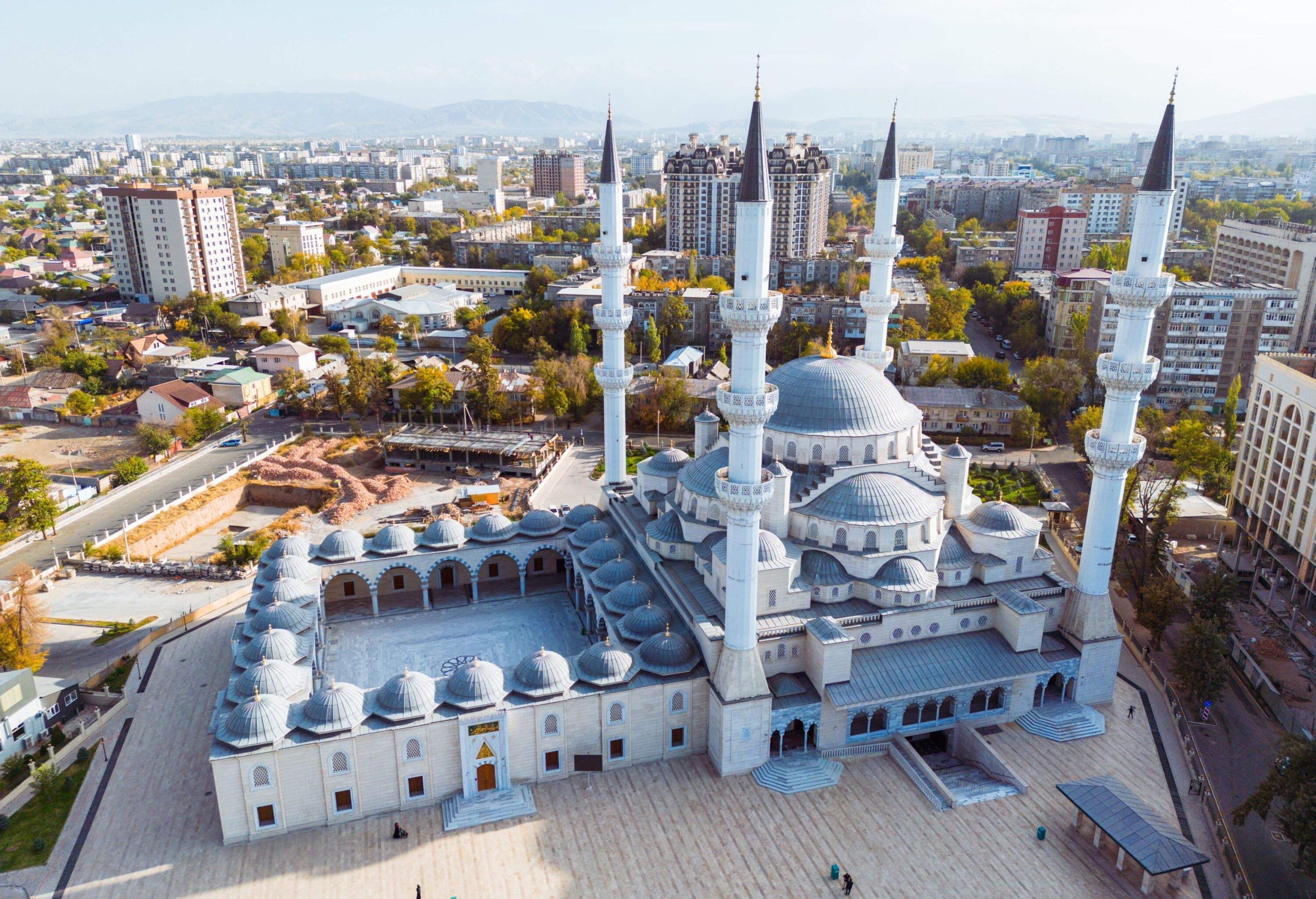 Aerial view of the Mosque named after Imam Sarakhsi in Bishkek city