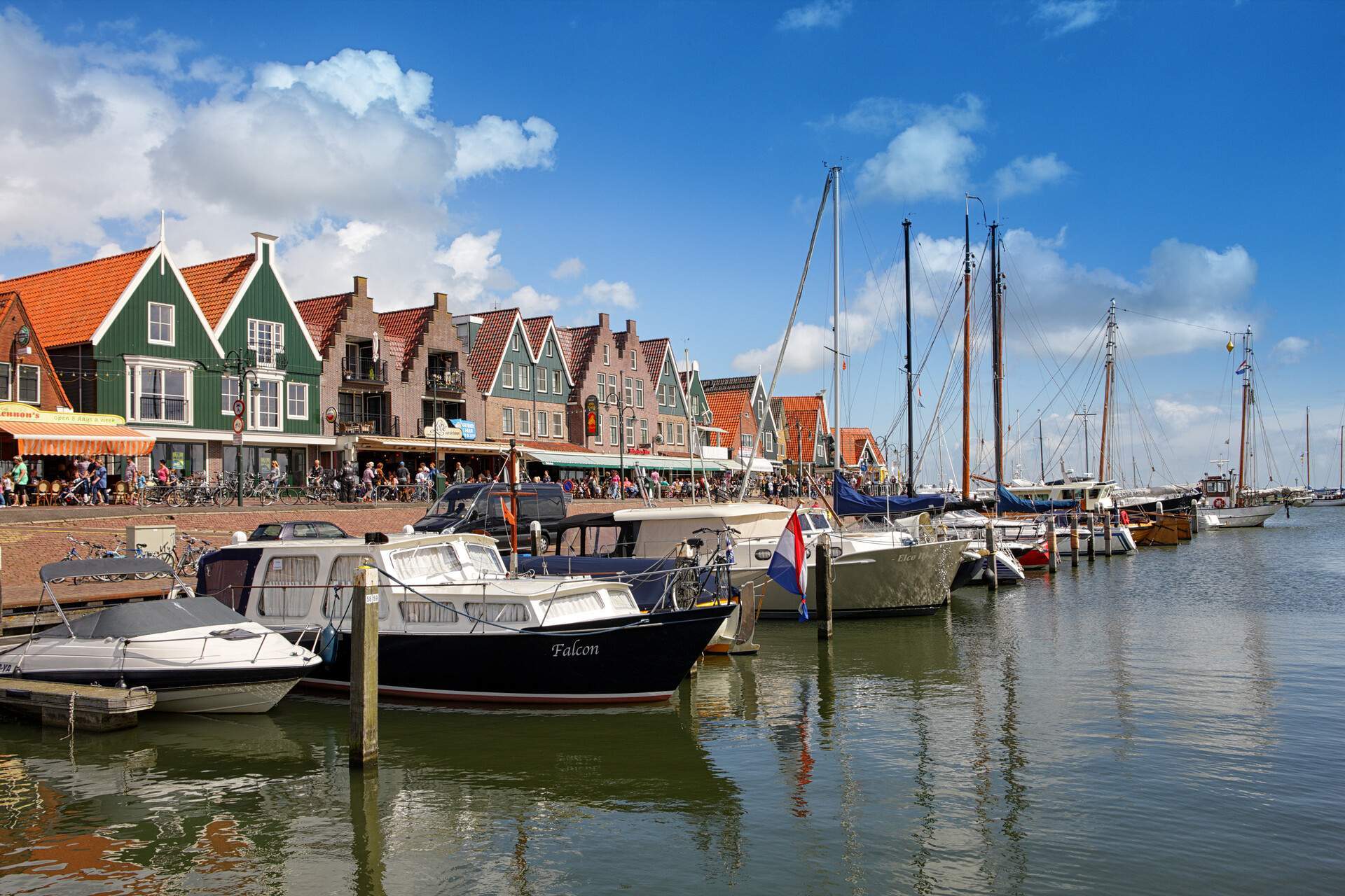 Harbor with nice houses and boats