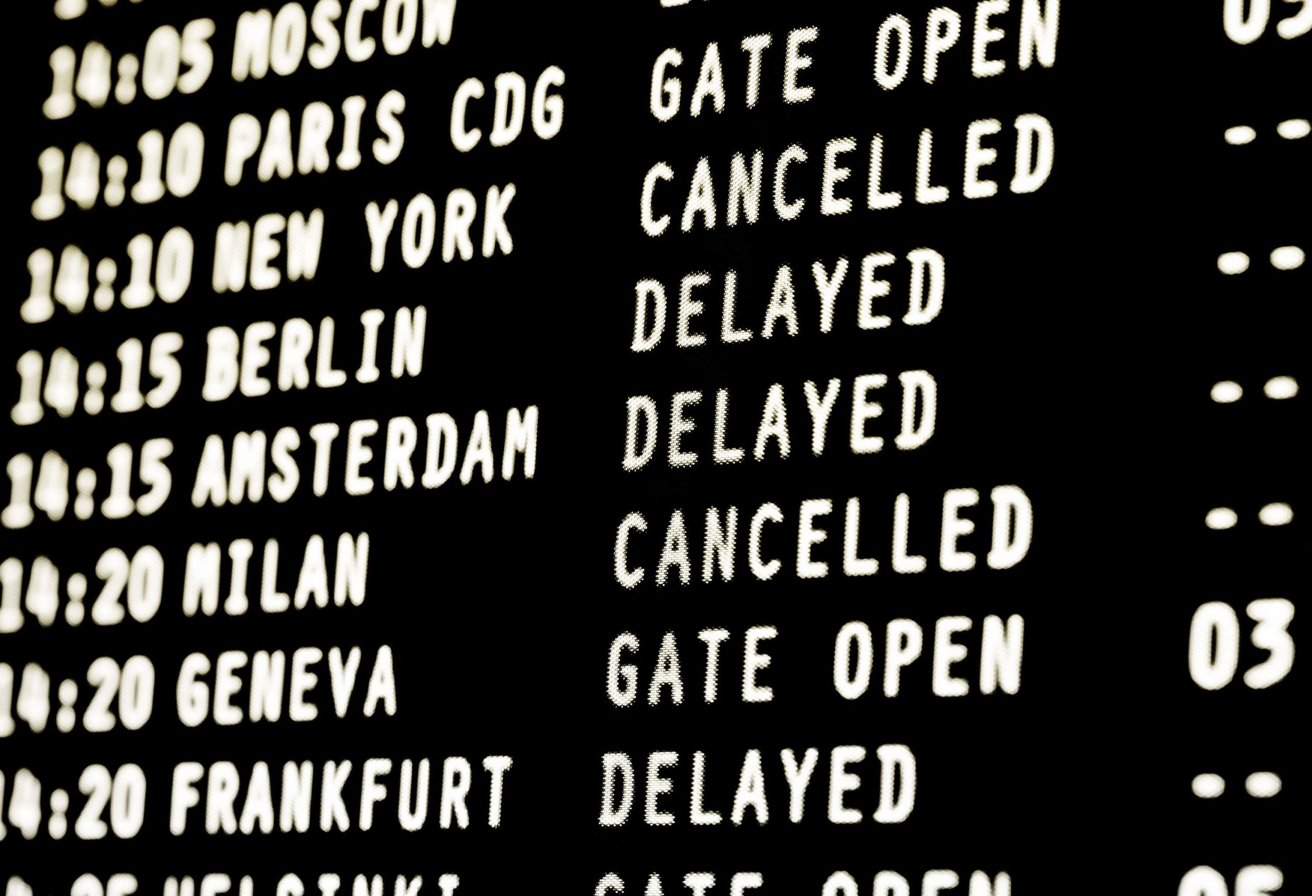 an airport information board