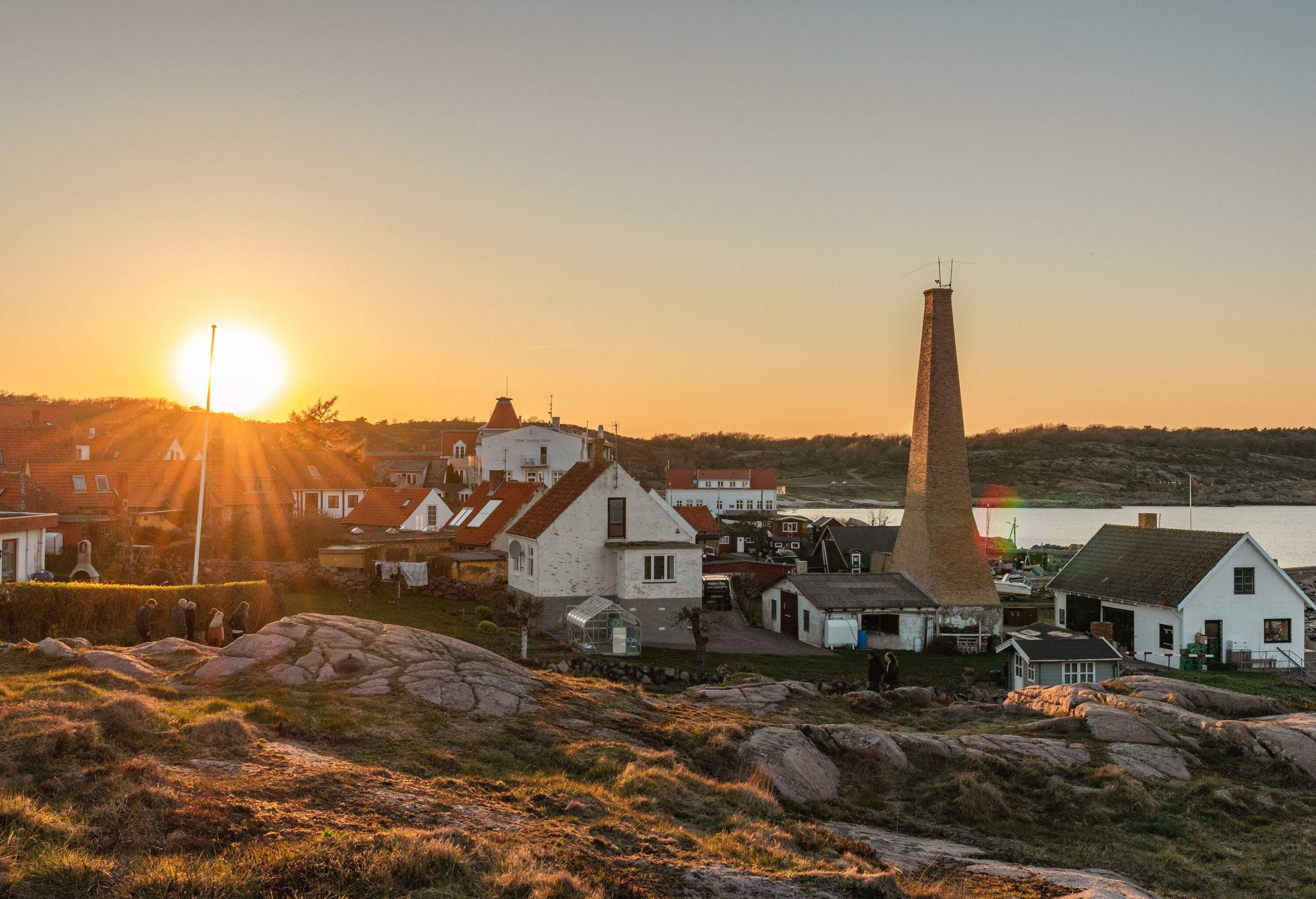 A scenery of Sandvid in Bornholm, Denmark at sunset