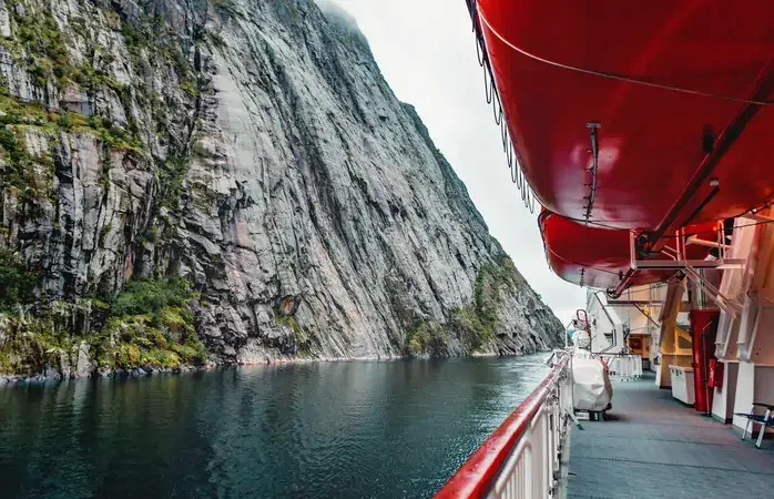 Sailing along the coastline of the Lofoten and Vesteral Islands, Norway