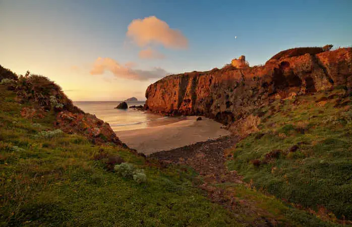 Beach in town of Turriff Cannai Tower,  south of S. Antioco, in front of Island Cow.