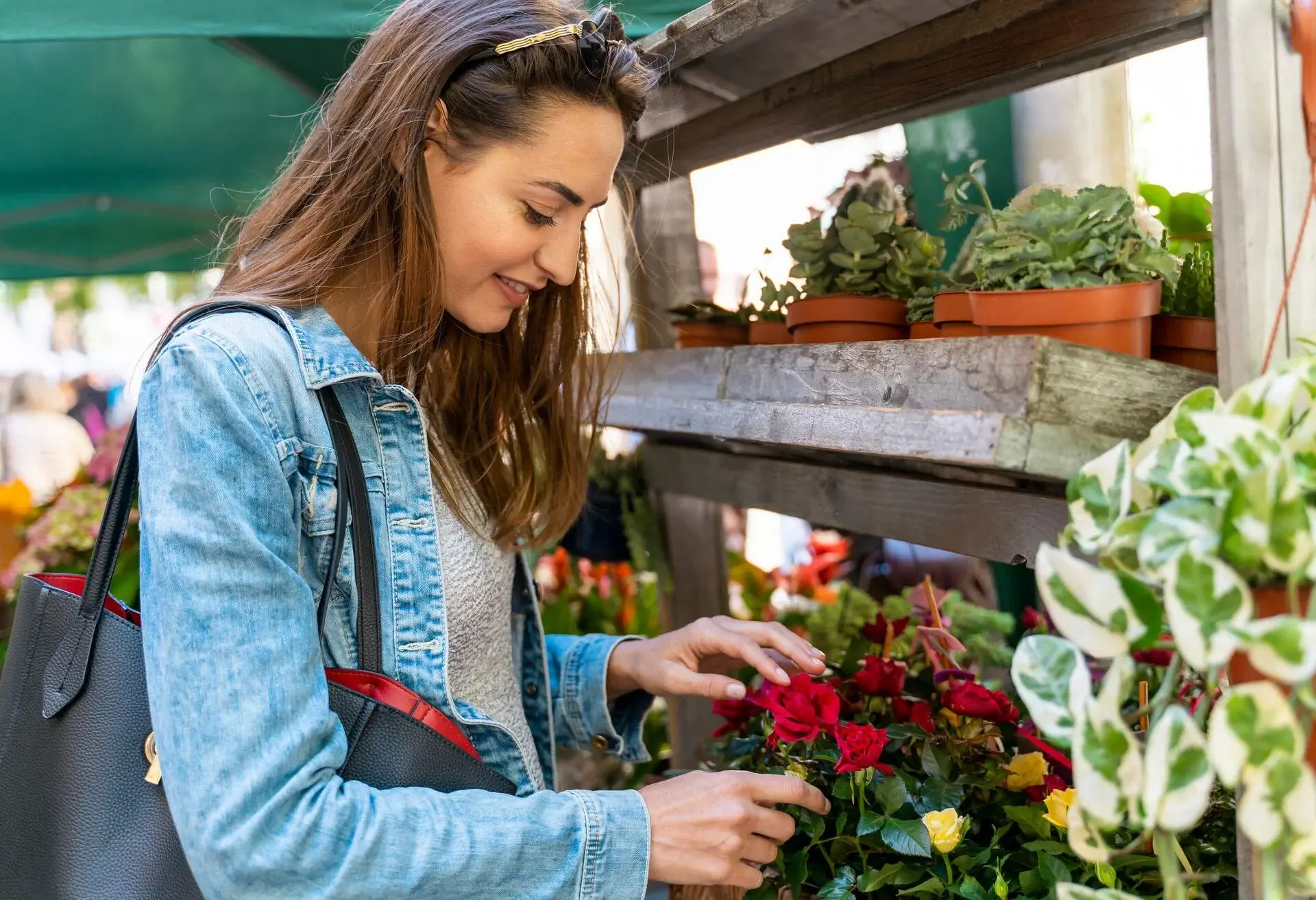 flower shop woman in the flower market