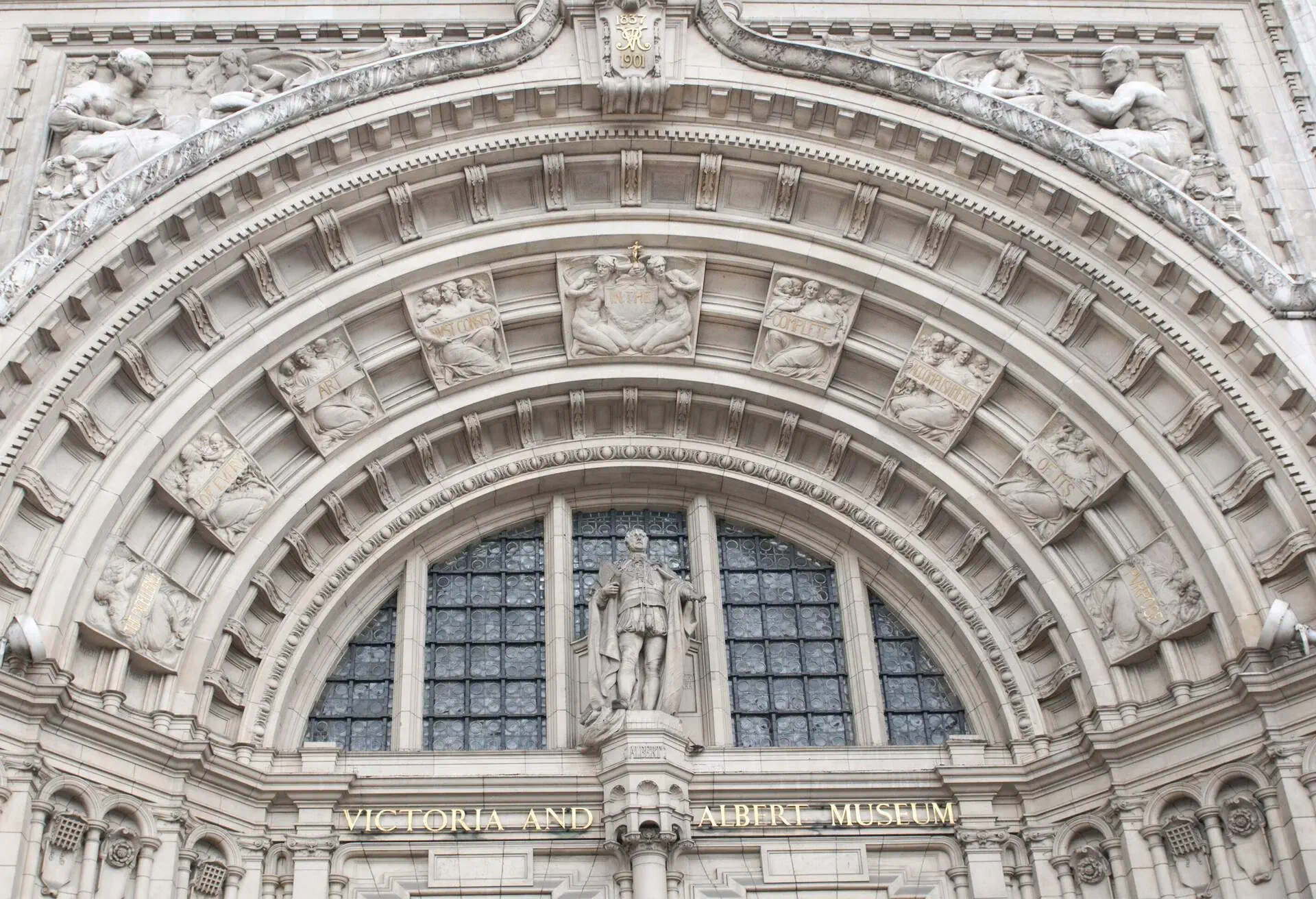 Eentrance to the Victoria and Albert Museum in London. More London