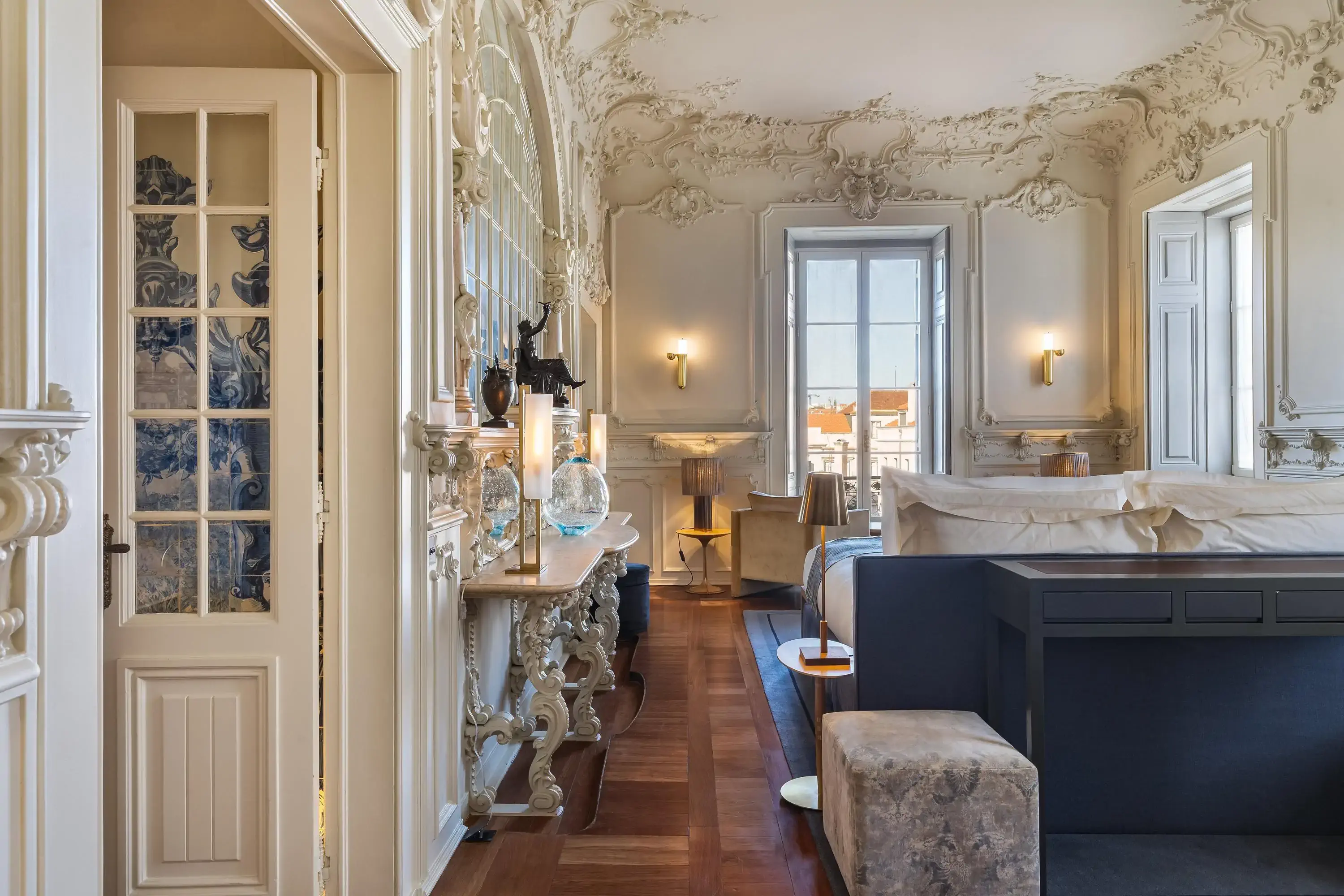 Eclectic interior of a hotel room