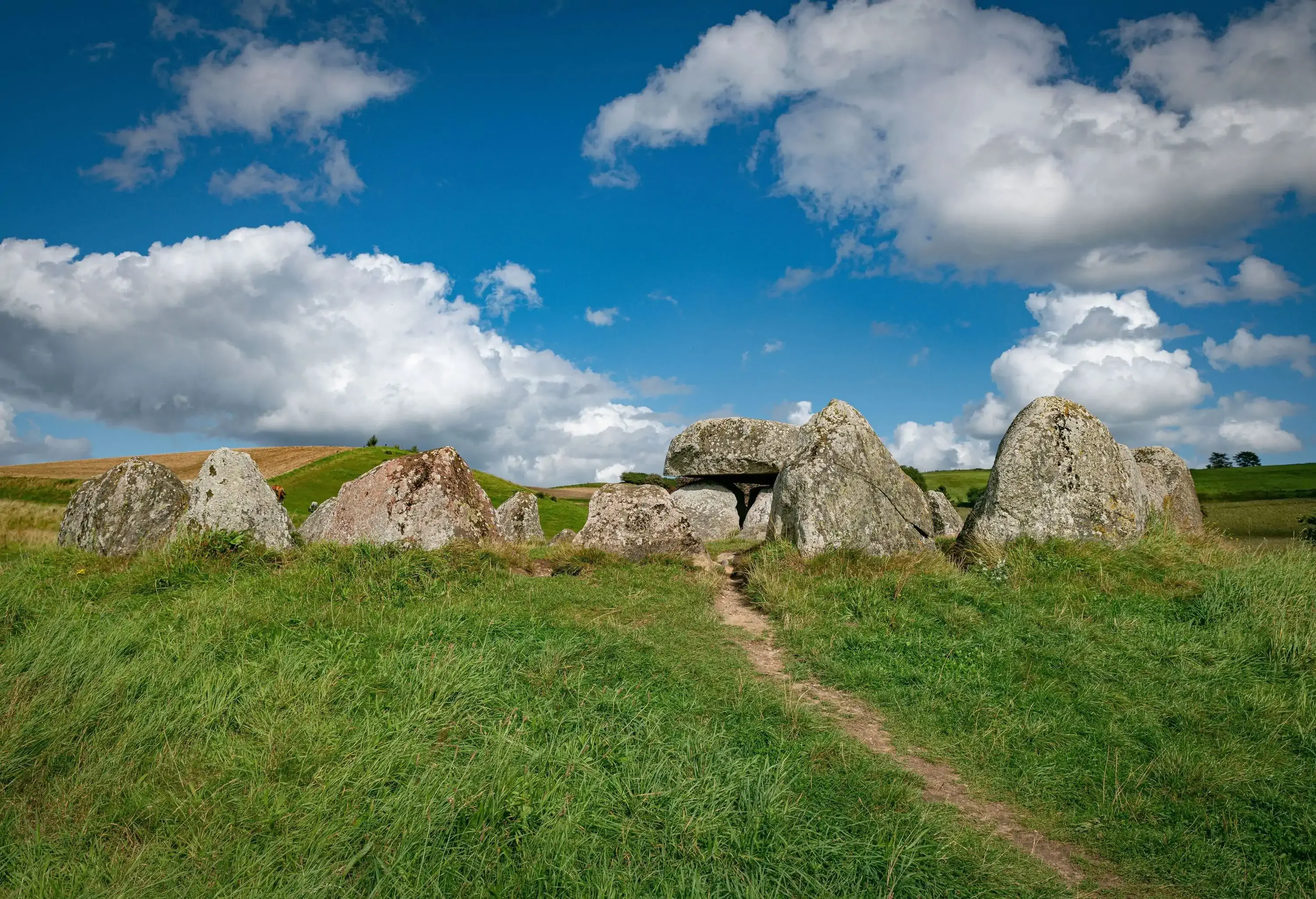 Low angle view of a stone circle