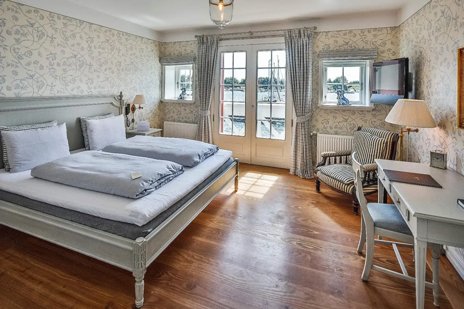 Marine style hotel room with sea view