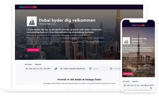Custom landing pages - momondo