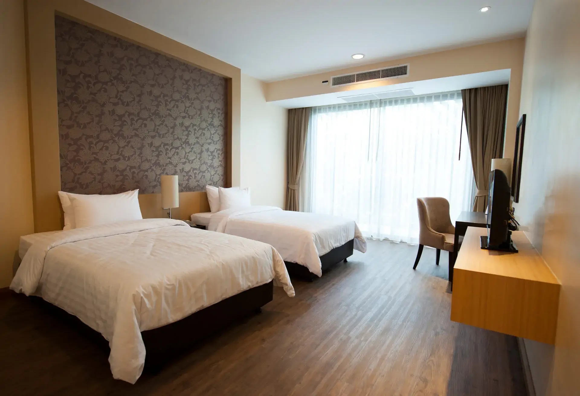 Luxury hotel room.